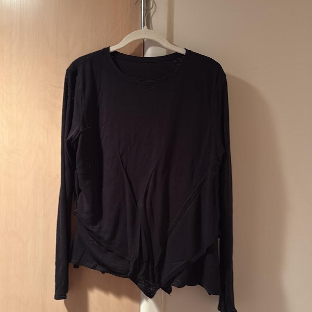 Casual Black Long Sleeve Top